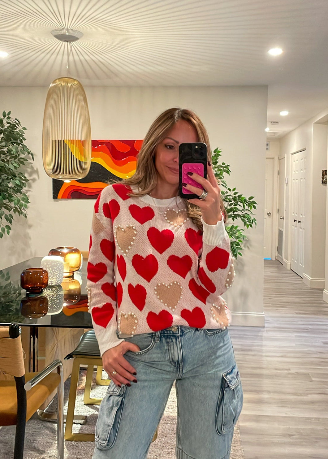 Pearls & hearts sweater