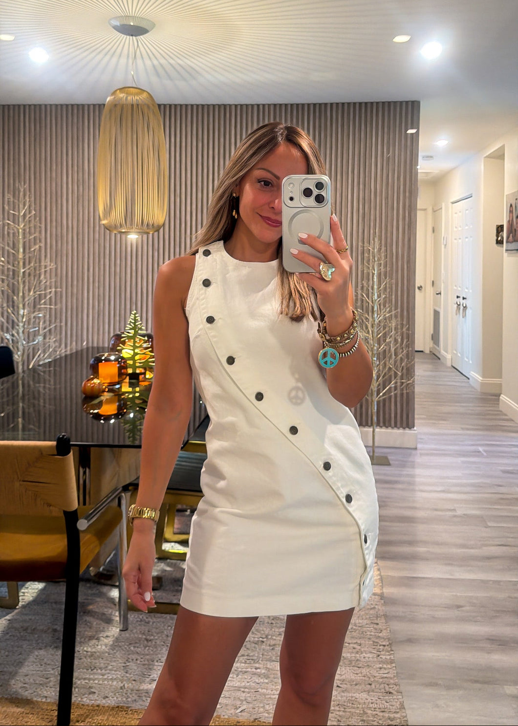 Asymmetrical button denim dress