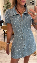 Cargar imagen en el visor de la galería, Polka dot denim dress for women
