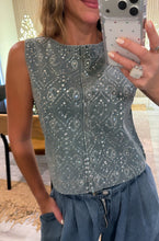 Load image into Gallery viewer, Denim diamond top
