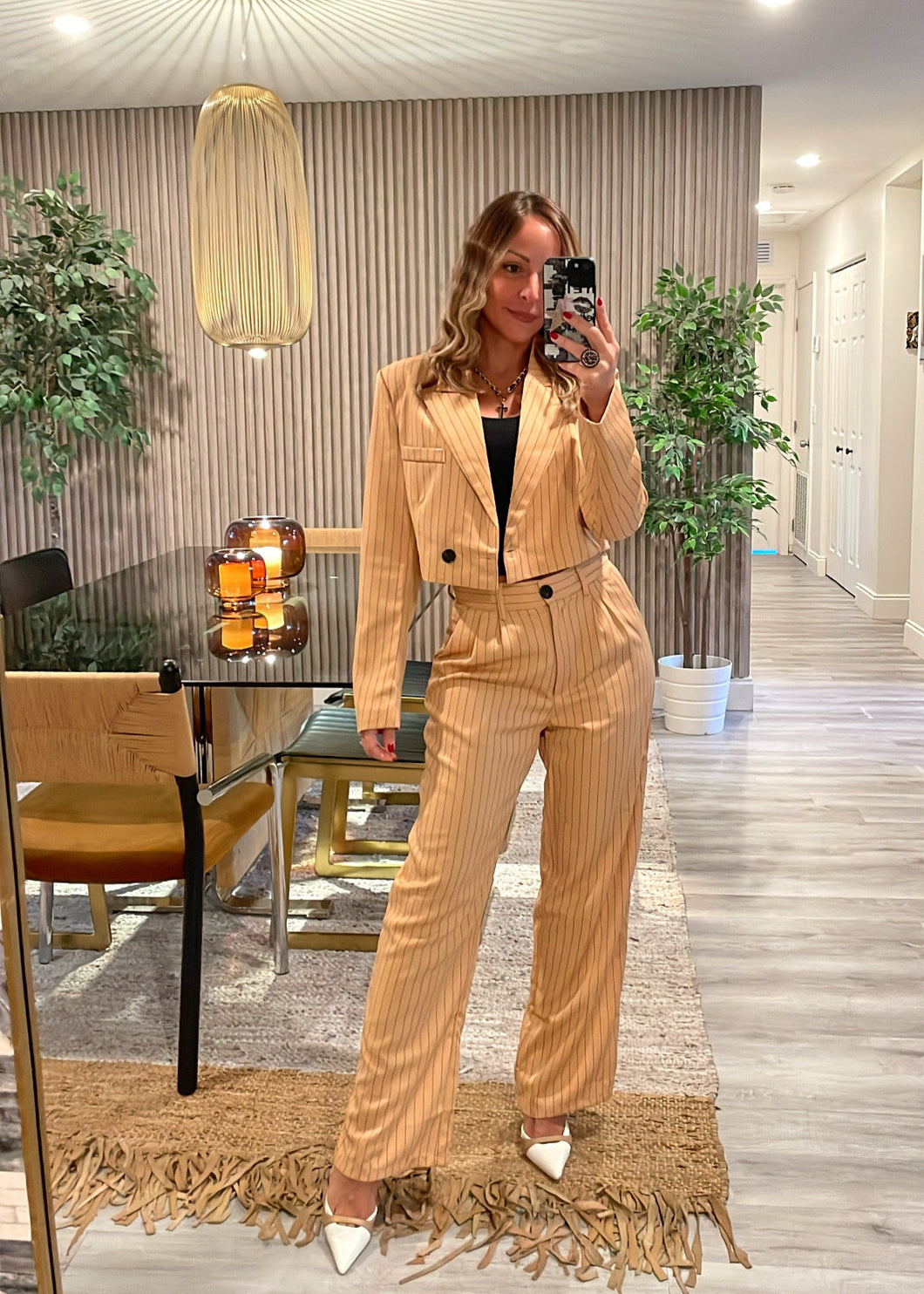 Cropped blazer and pants set