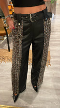 Cargar imagen en el visor de la galería, Mix leather and tweed pants

