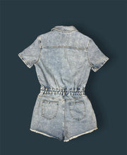 Load image into Gallery viewer, Ripped denim romper
