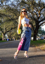 Load image into Gallery viewer, Mix denim long skirt
