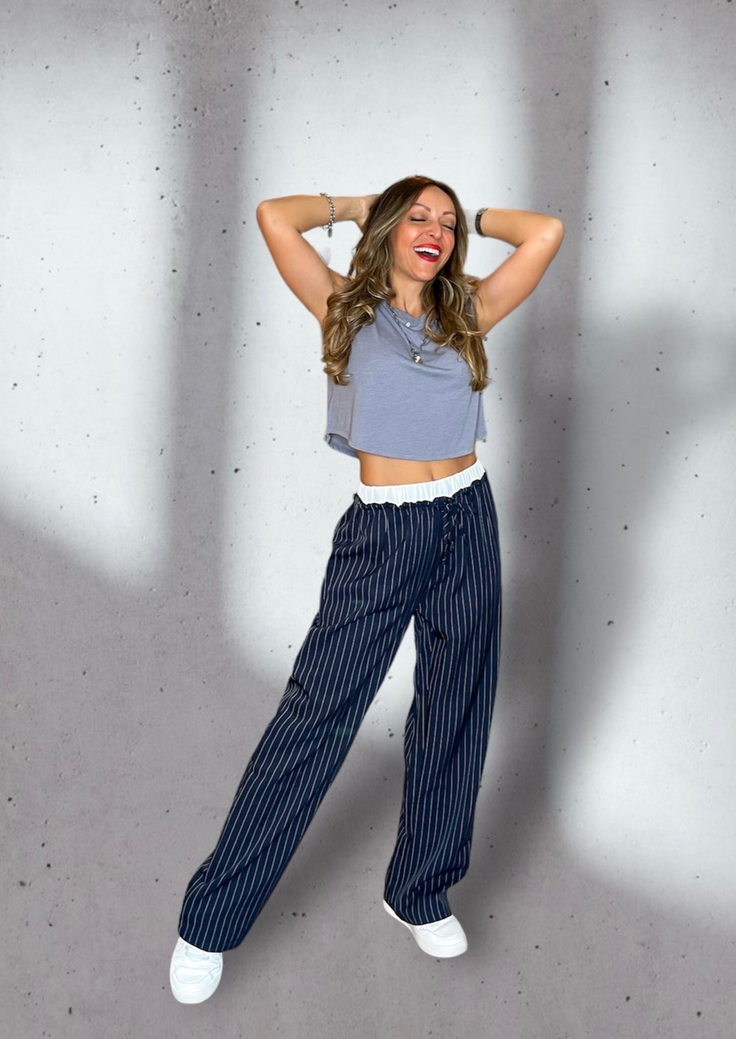 Navy stripped pants