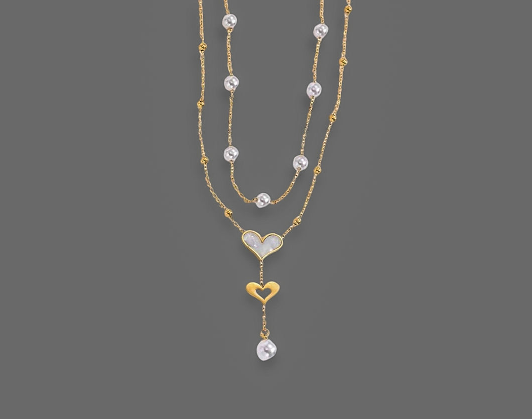 Pearls heart necklace