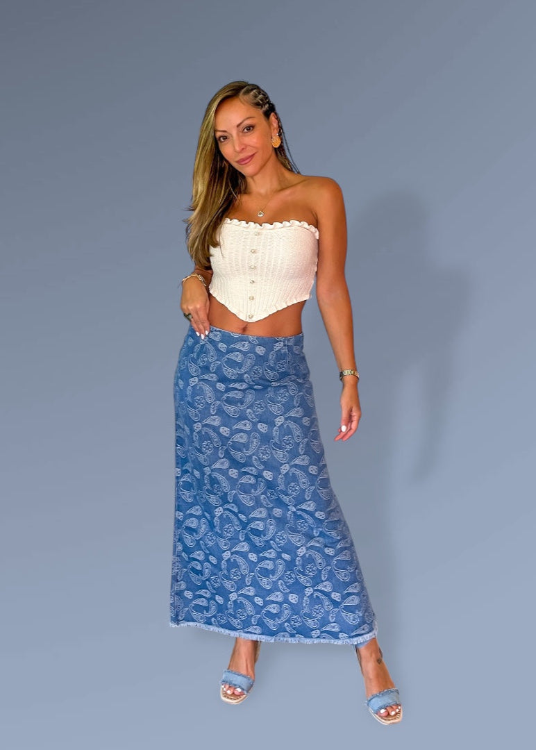 Denim long skirt