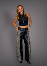 Cargar imagen en el visor de la galería, Mix leather and tweed pants
