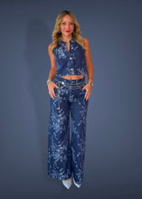 Load image into Gallery viewer, Denim floral 2 pieces set
