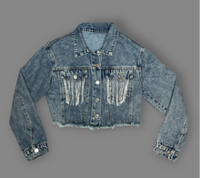 Load image into Gallery viewer, Fringe jean jacket

