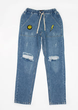 Load image into Gallery viewer, Relaxed denim jogger featuring a distressed design fit 
